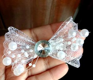 Korean Pearl Rhinestone Hair Bow