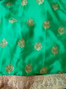 Elegant Green &amp; Gold Partywear Saree