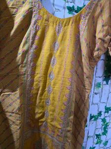 Mustard Yellow Embroidered Kurta