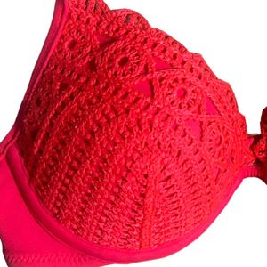 Crochet Bikini Top - Coral