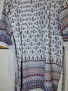White Printed Kurti Top With Ties