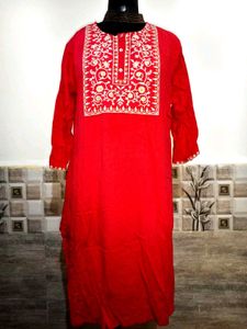 🎁Buy 2, Get 2 Free🎁XL/XXL Red Embroidered Kurta