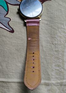 Wrist Watch Gold Dial Pink Strap