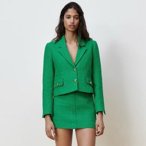 ZARA Green Tweed Blazer