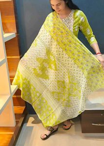 Cotton Kurta Pant Dupatta Set New