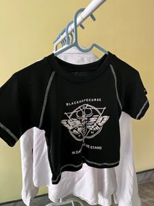 Black Graphic  Crop Top