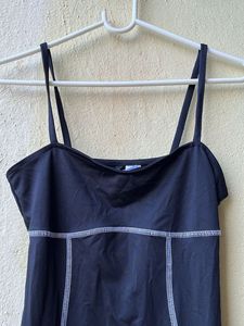 Brand New H&amp;M Black Mini Dress with White Stitchin