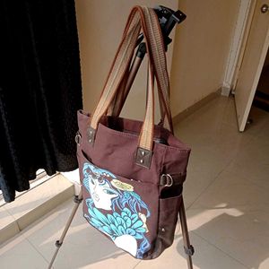 Brown Graphic Tote Bag