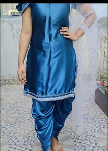 Blue Satin Dhoti Salwar Kurti