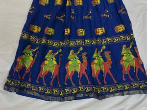 Elegant blue skirt with lace border