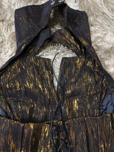 Black and Golden Halter Neck Corset Top