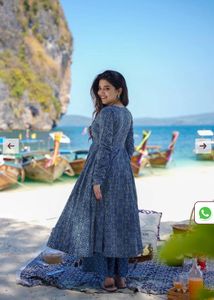Blue Printed Maxi Dress