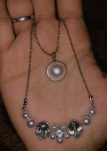 Pearl &amp; Zircon Stone StuddedDouble-layered Pendant
