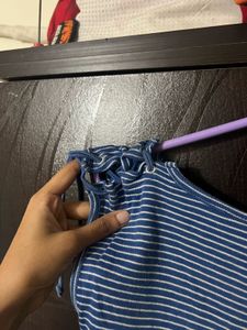 Striped Tie-Shoulder Top