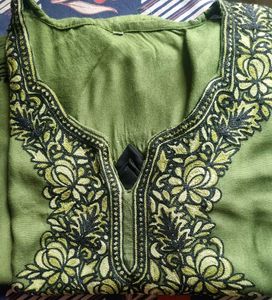 Green Embroidered Tunic Top