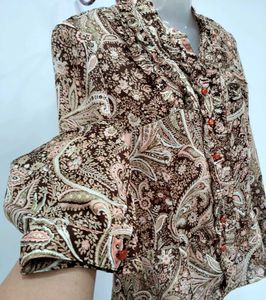 Vintage Paisley Ruffle Blouse