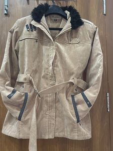 Resham Fur Collar Belted Jacket