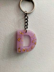 Letter D Keychain purple and pink colour
