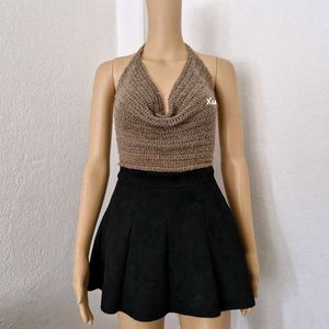 Crochet Cowl Neck Halter Top (Backless)