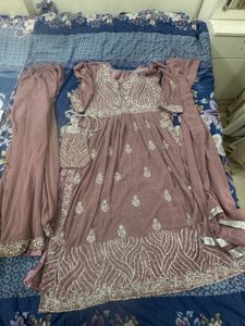Lavender Nairacut Ston Work Kurta Set