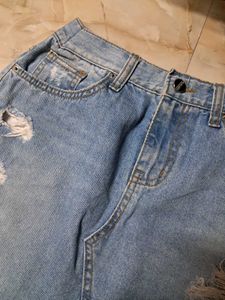 Mini Distressed Denim Skirt