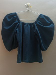 Crop Top Teal Color Open Shoulder