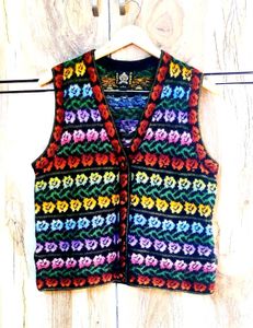 Vintage Floral Knit Vest size-38