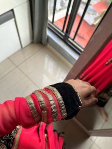 Long Anarkali Wedding Wear Dress With Pant &amp; Shawl