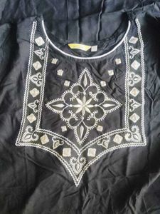 Embroidered Black Top