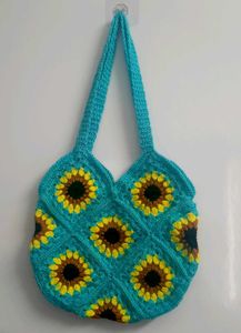 Crochet Sunflower Tote Bag