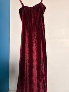 Burgundy Velvet Midi Dress