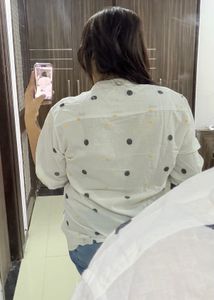 Polka Dot White Top cotton shirt