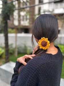 Crochet Sunflower Hair Ties set of 2