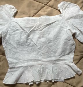White Eyelet Embroidered Long Sleeve Top