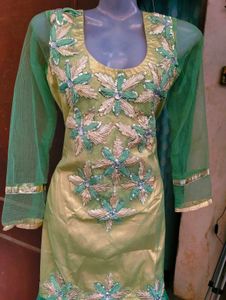Green Embroidered Kurta Dress
