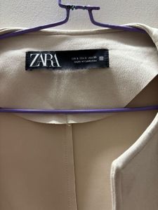 Zara Fringed Trim Longline Suede Coat