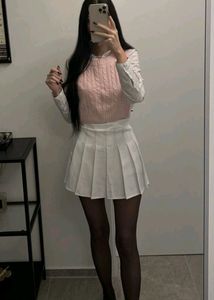 ‼️PRICE DROP‼️White Pleated Skirt Pinteresty