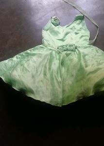 2to4 Year Babygirl Green Colour Partyware Frock