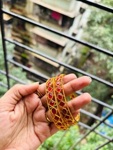 Red &amp; Gold Bangles – Aara Brand 120/-