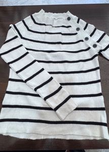 Striped Button Detail Sweater