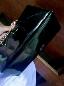 Black Clutch with Gold Chain