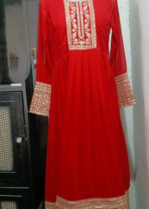 New Latest Heavy Fox Georgette Red Anarkali