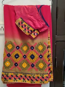 Embroidered Saree Party Wear Heavy Borders