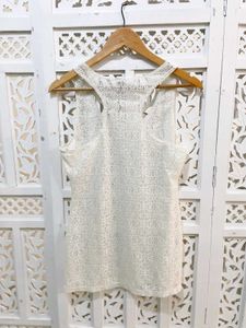 Elegant White Laced Tank Top(A)