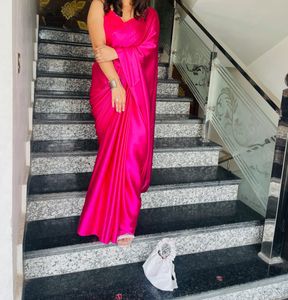 Hot Pink Satin Saree
