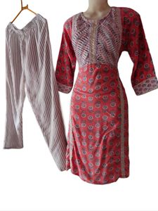 Elegant Red Printed Kurta Set