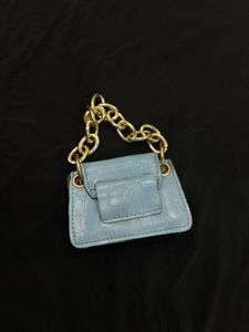 Mini Blue Croc Chain Bag