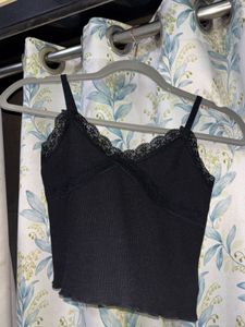 Black Lace Trim Cami Top