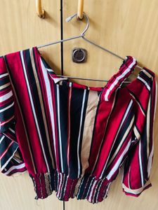 Striped Cold Shoulder Top