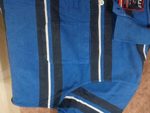 Blue &amp; Black Stripe T Shirt For Regular Use
